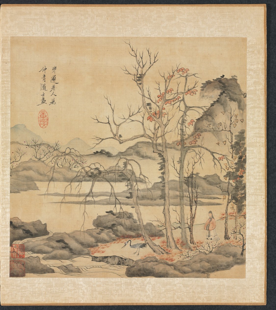 Daoist und Kranich in Herbstlandschaft von Chen Hongshou