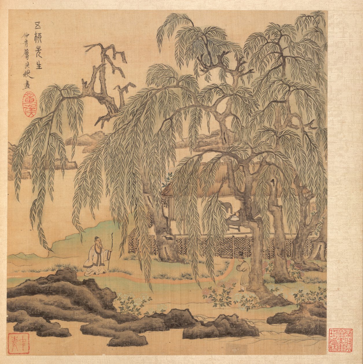 Gemälde nach alten Meistern: Herr Fünf Weiden Wuliu, Tao Yuanming, 1598-1652 von Chen Hongshou
