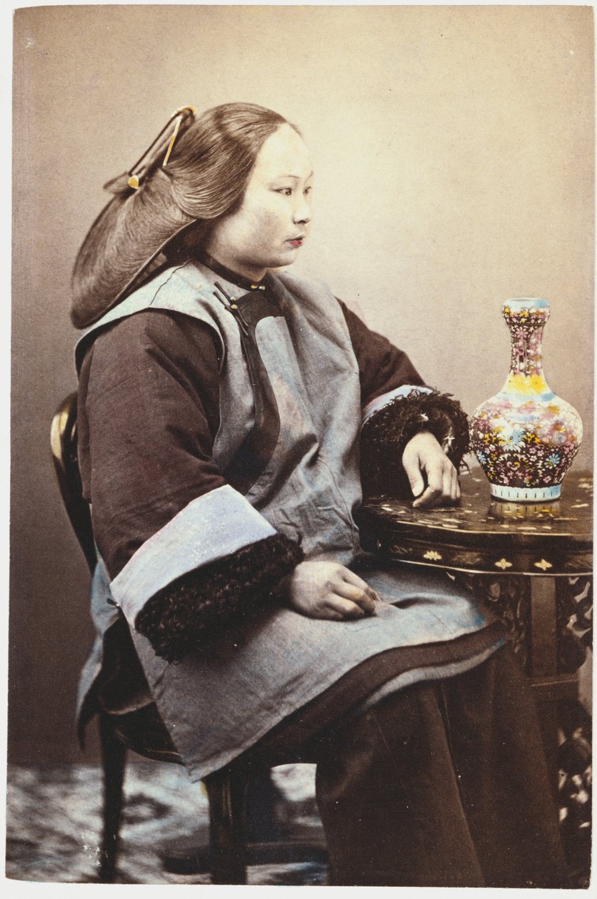 Handkoloriertes Foto einer jungen chinesischen Frau von Chinese School