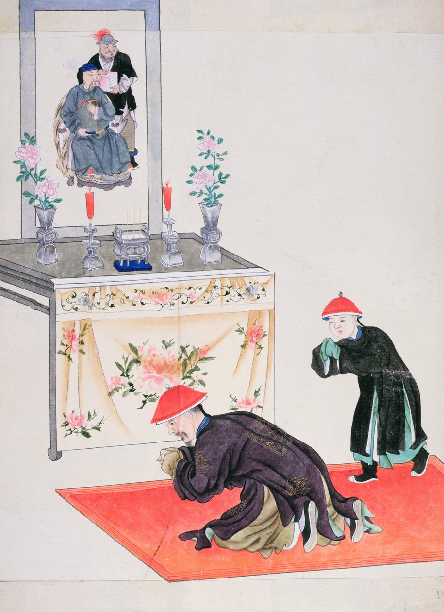 Anbetungsszene am Ahnenaltar von Chinese School