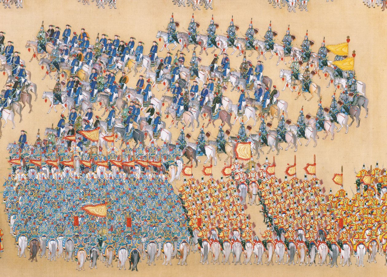 Kaiser Qianlongs Überprüfung der großen Truppenparade, Handrolle von Chinese School