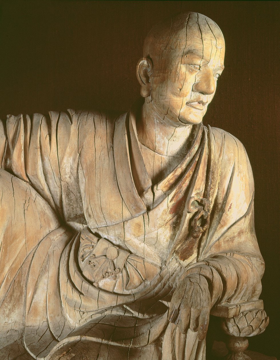 Figur eines Lohan, Yuan-Dynastie (1260-1368) (Holz) von Chinese School