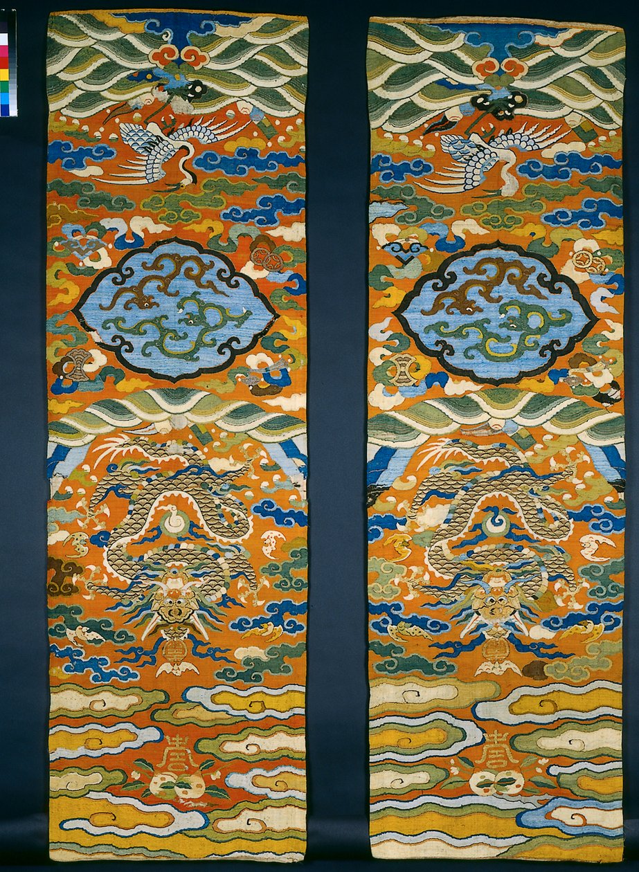Kesi (k’o-ssu) Wandteppich Stuhlplatten von Chinese School