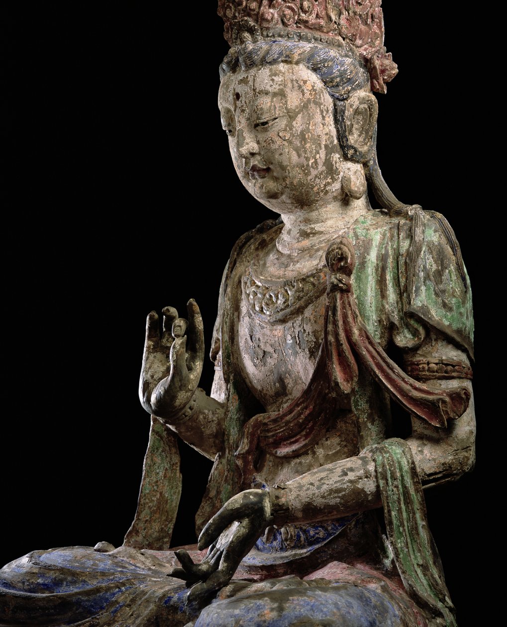 Großer sitzender Bodhisattva mit erhobenen Händen, Jin-Dynastie (1115-1234) (Detail) von Chinese School