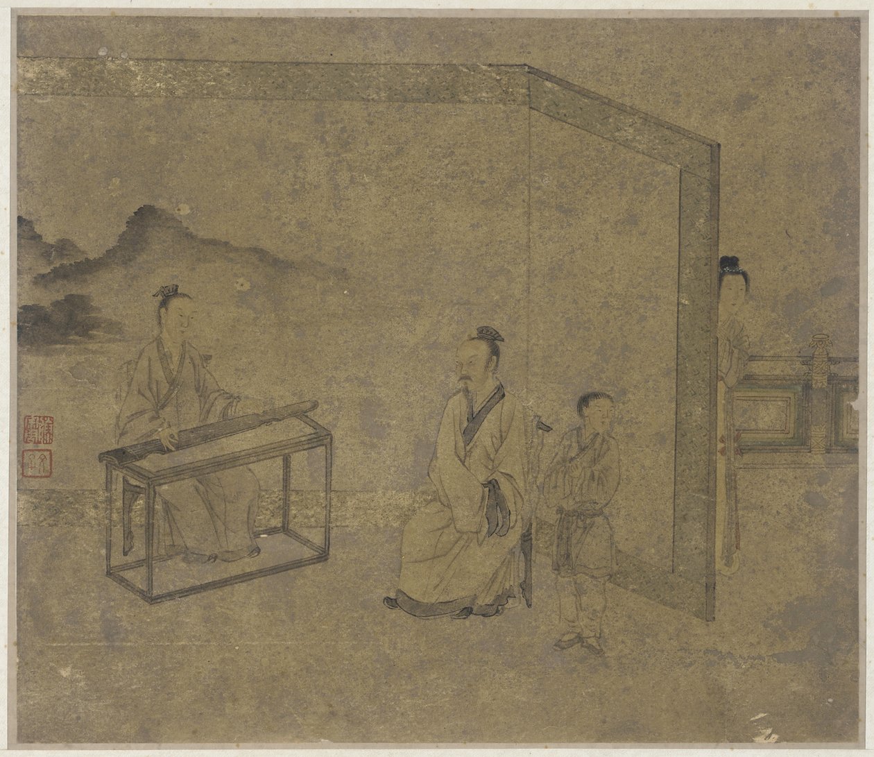 Zither hören, Ming- oder Qing-Dynastie von Chinese School