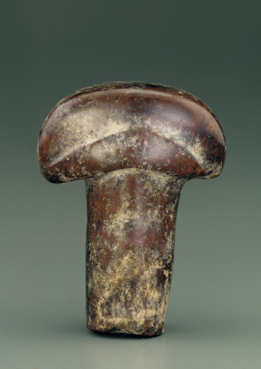 Objekt in Form eines ovalen Stabes mit dickem halbkreisförmigem Knauf (Serpentin) von Chinese School