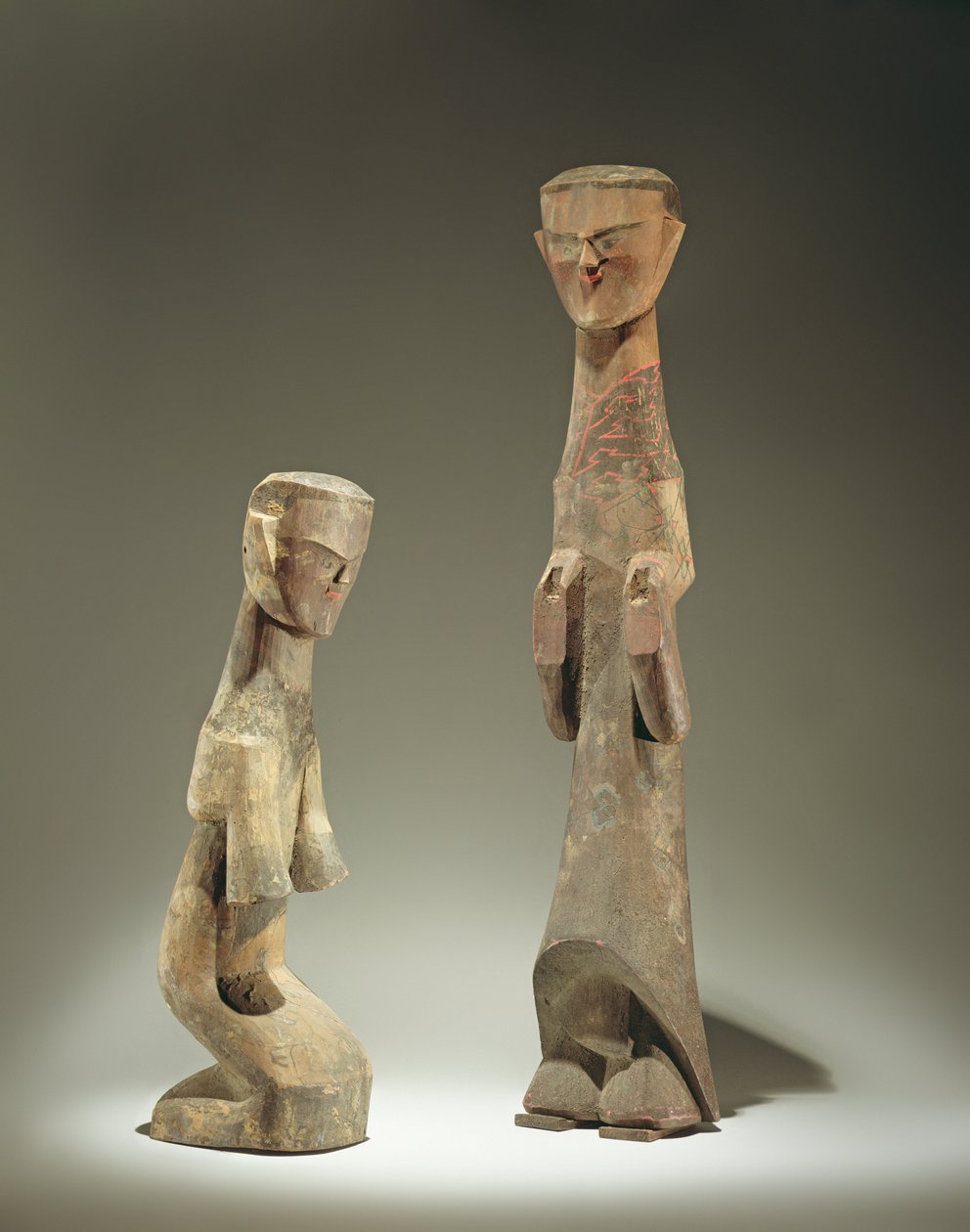 Zwei Statuetten, späte Zhou-Dynastie (1046-256 v. Chr.), 4. - 3. Jahrhundert v. Chr. von Chinese School