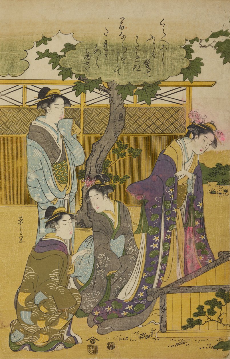Vier Frauen am Brunnen von Chobunsai Eishi