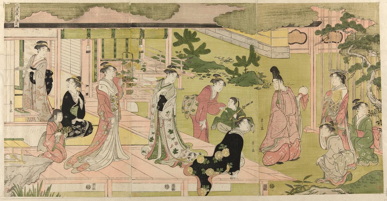 Wakana, Teil 1 (Wakana, jo), aus der Serie "Eine modische Parodie auf die Geschichte von Genji (Furyu yatsushi Genji)" von Chobunsai Eishi