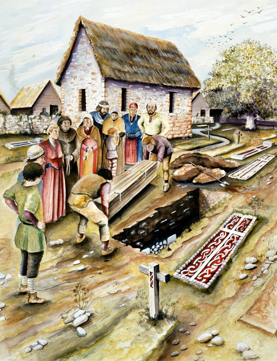 Wikingerbestattung in einem Kirchhof, York, Yorkshire, 10. Jahrhundert, ca. 2000 von Chris Evans