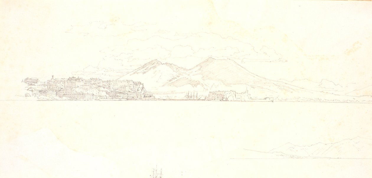 Teil der Bucht von Neapel von der Villa Reale aus. Im Hintergrund Vesuv von Christen Købke