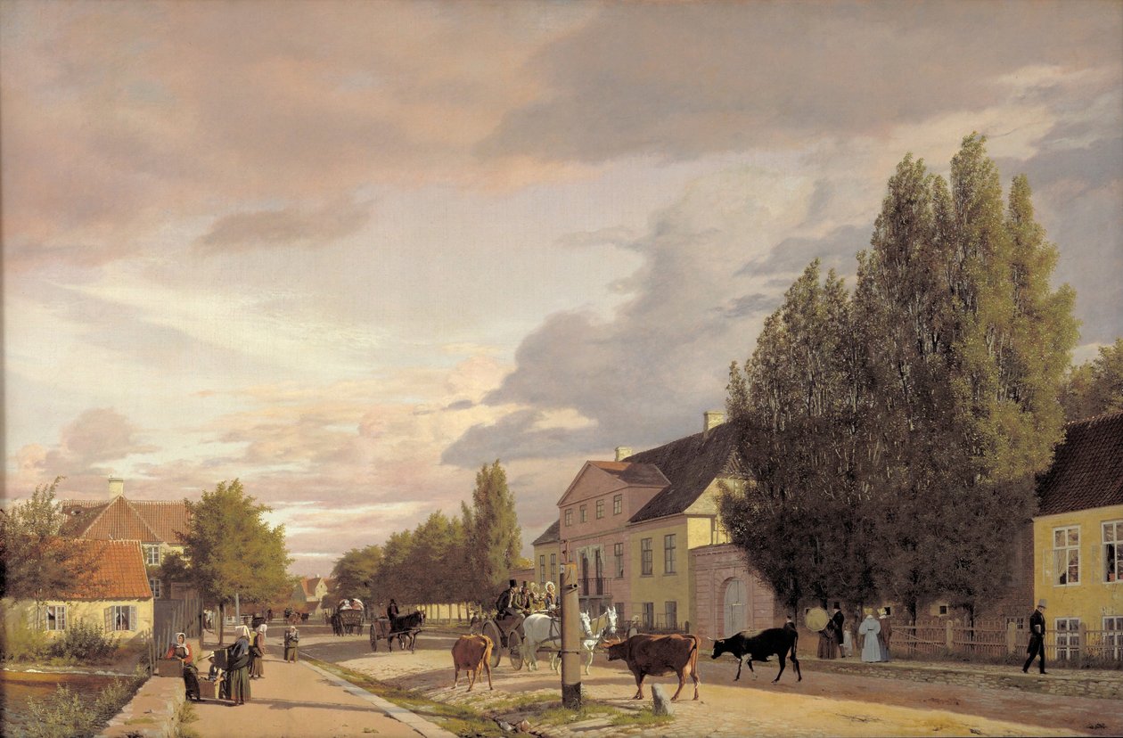 Ansicht einer Straße in Østerbro außerhalb von Kopenhagen. Morgenlicht, 1836 von Christen Schjellerup Købke