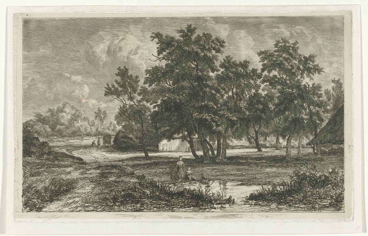 Landschaft mit Bauernhof zwischen den Bäumen von Christiaan Immerzeel