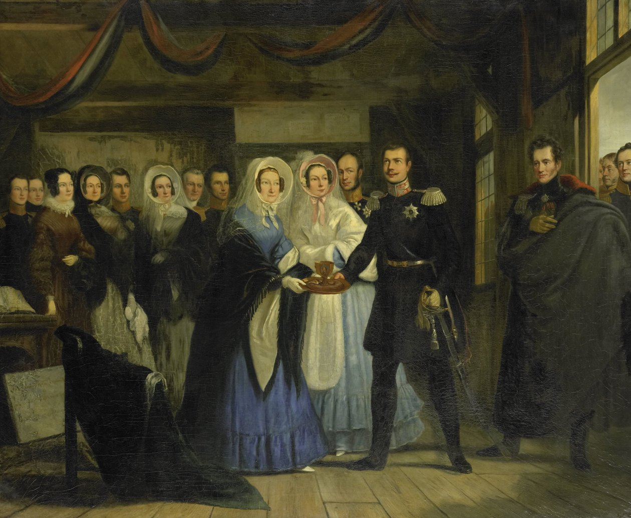 Die Prinzessin von Oranien empfängt Alexander II. (1818-1881), Großherzog und Thronfolger von Russland, im Haus von Zar Peter in Zaandam, 17. April 1839 von Christiaan Julius Lodewijk Portman