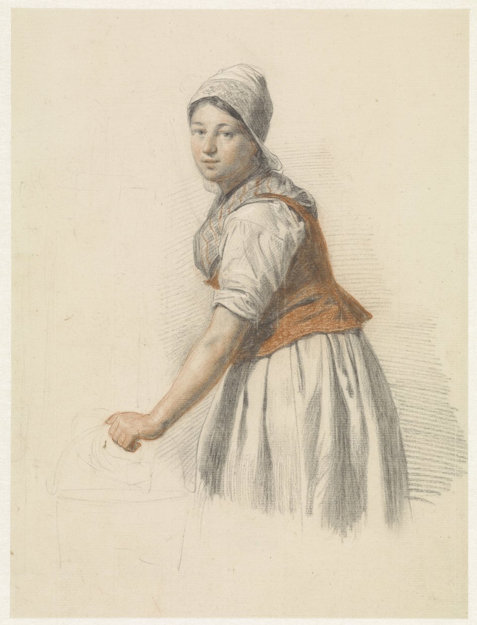 Stehende Frau mit Eimer, nach links von Christiaan van Geelen jr.