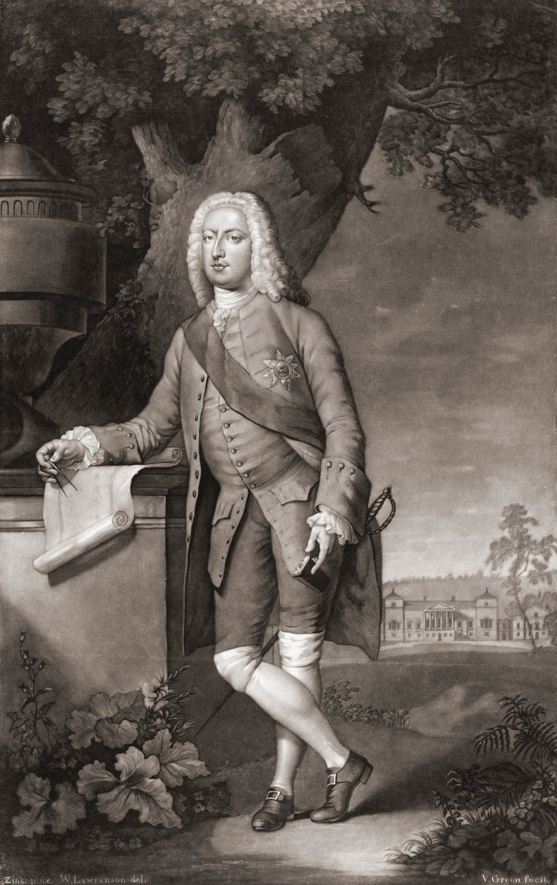 Thomas Coke, Earl of Leicester. Porträt. (Druck) von Christian Friedrich (after) Zincke