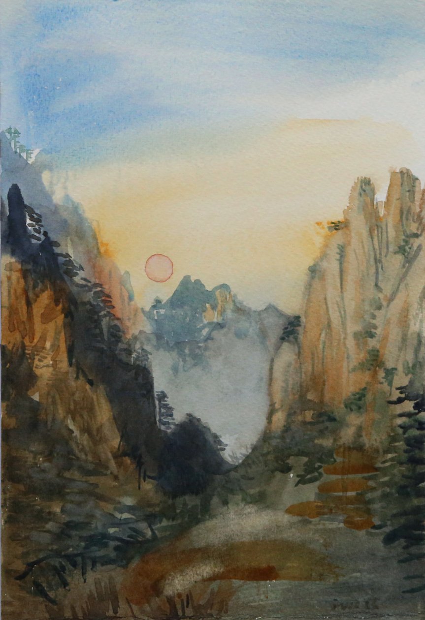 Rosa Sonne - Gelbe Berge, 2015 von Christian Furr