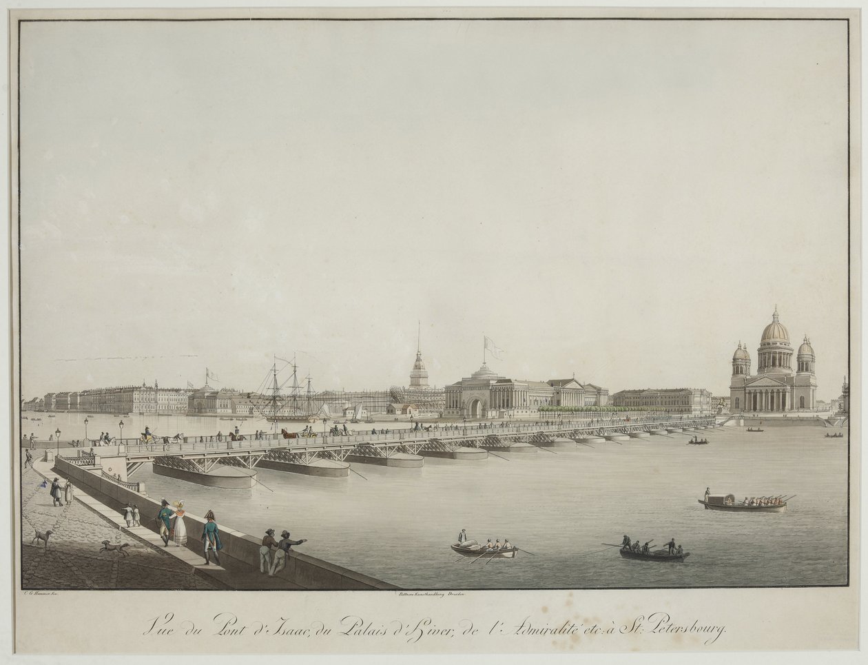 Ansicht der Isaaksbrücke in Petersburg von Christian Gottlob Hammer
