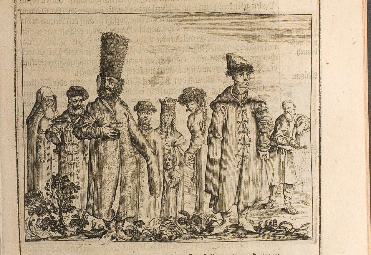 Traditionelle Kleidung der Moskauer, Illustration aus Reisen zum Großherzog von Moskau und dem Kin von Christian Lorenzen Rothgiesser