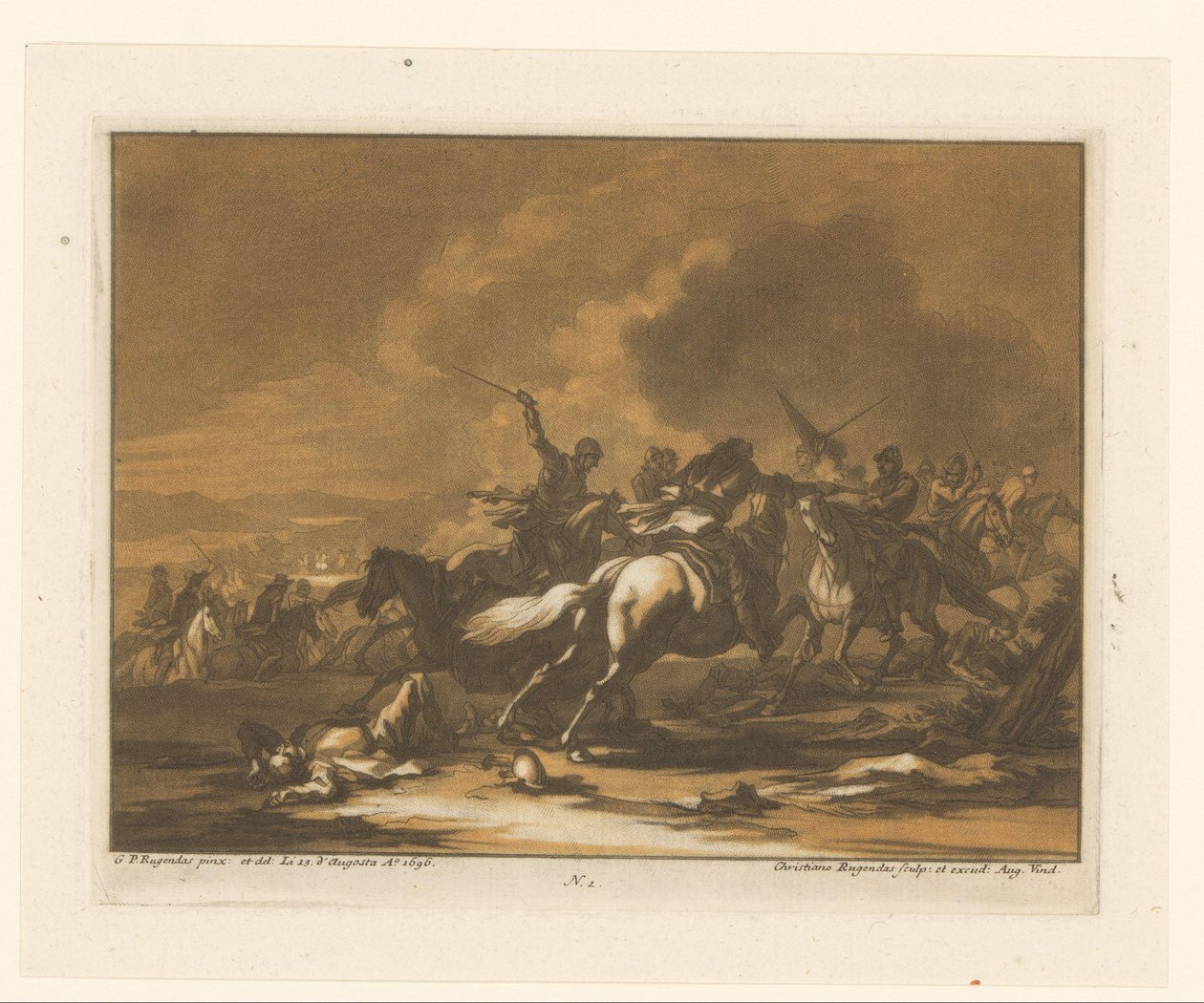 Reiterkampf (Reiter, Pferde und Schlachten) von Christian Rugendas