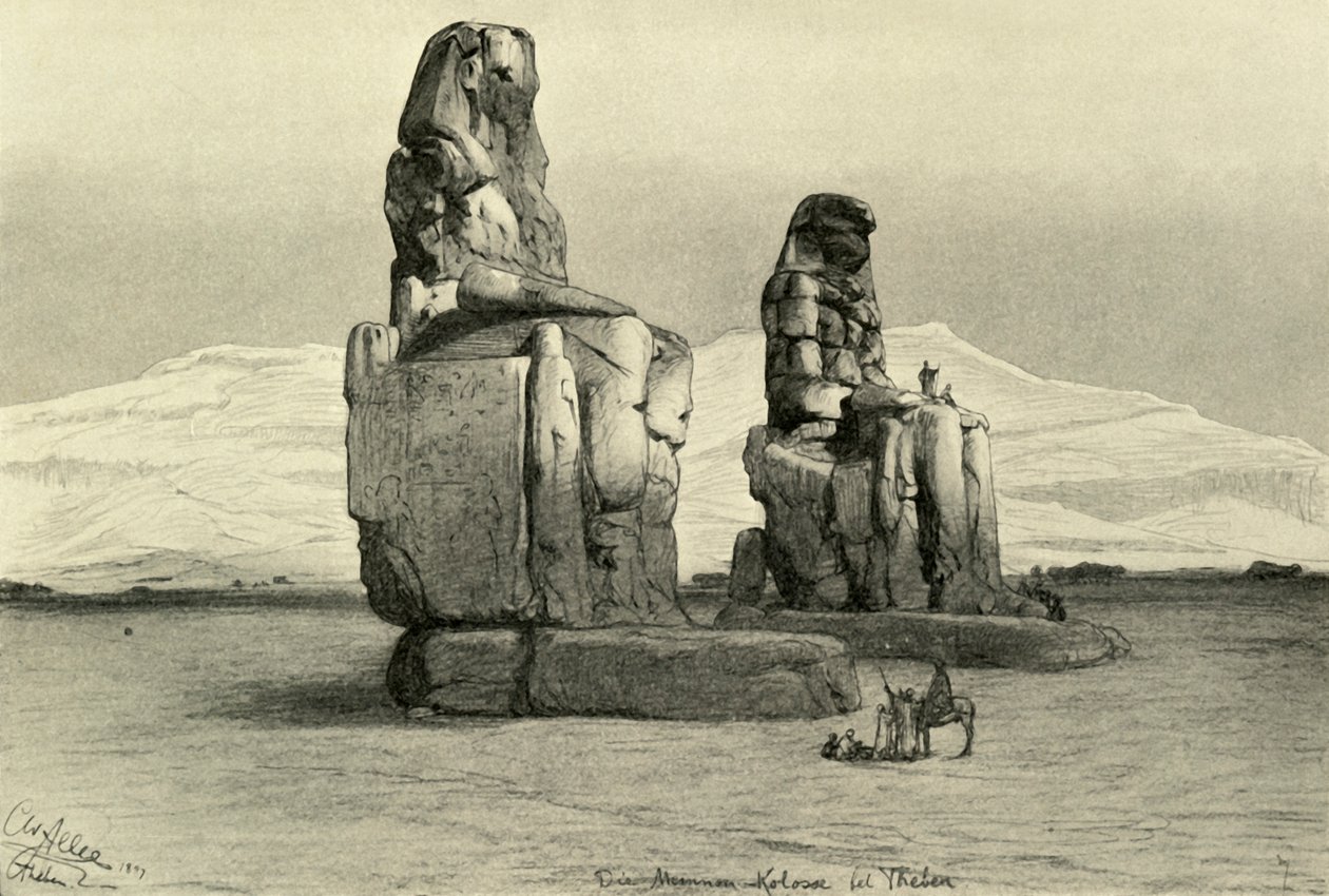 Kolossalstatuen von Memnon in Theben, Ägypten von Christian Wilhelm Allers