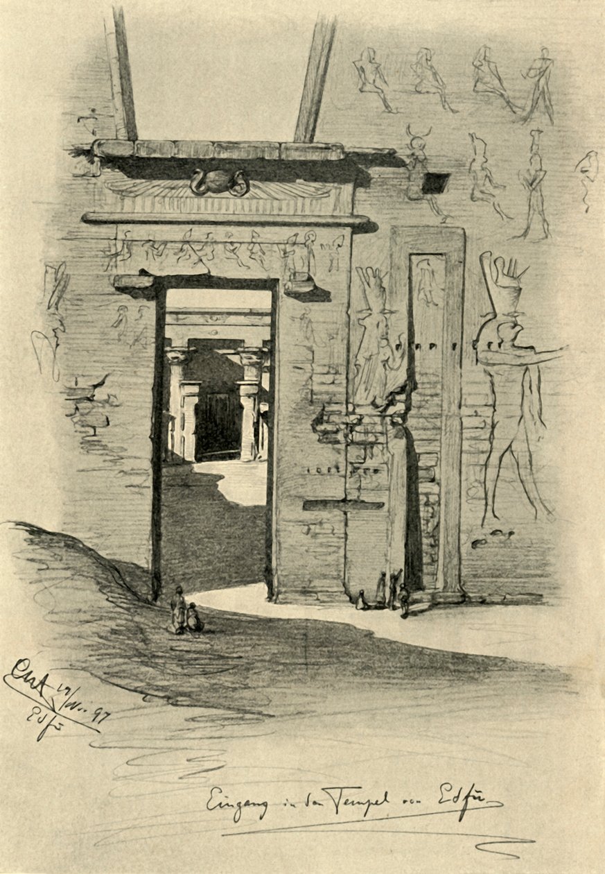 Eingang zum Tempel in Edfu, Ägypten, 1898 von Christian Wilhelm Allers
