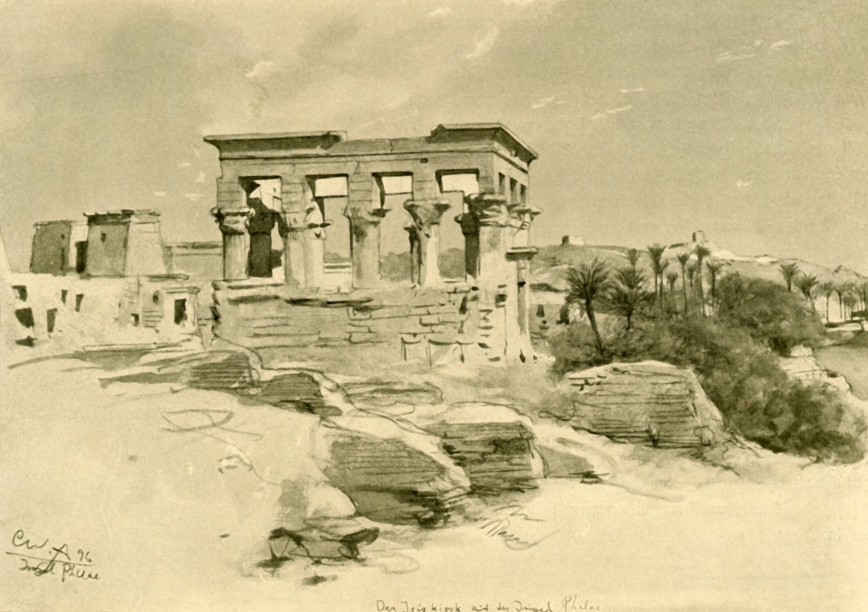 Der Tempel der Isis und Kiosk des Trajan auf der Insel Philae, Ägypten, 1898 von Christian Wilhelm Allers
