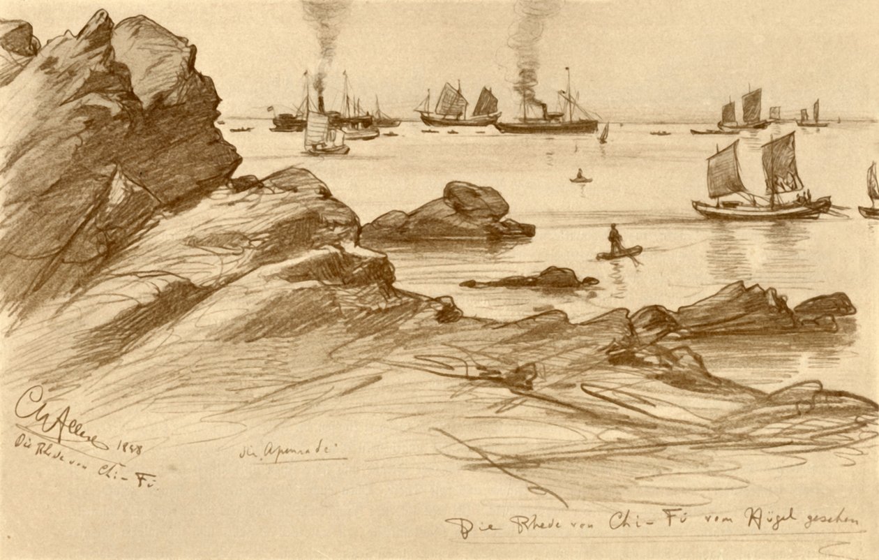 Die Straßen von Chefoo, gesehen von den Hügeln, China, 1898 von Christian Wilhelm Allers