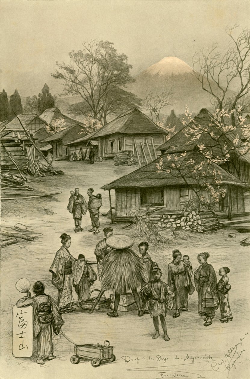 Dorf in der Nähe des Berges Fuji, Miyanoshita, Japan, 1898 von Christian Wilhelm Allers