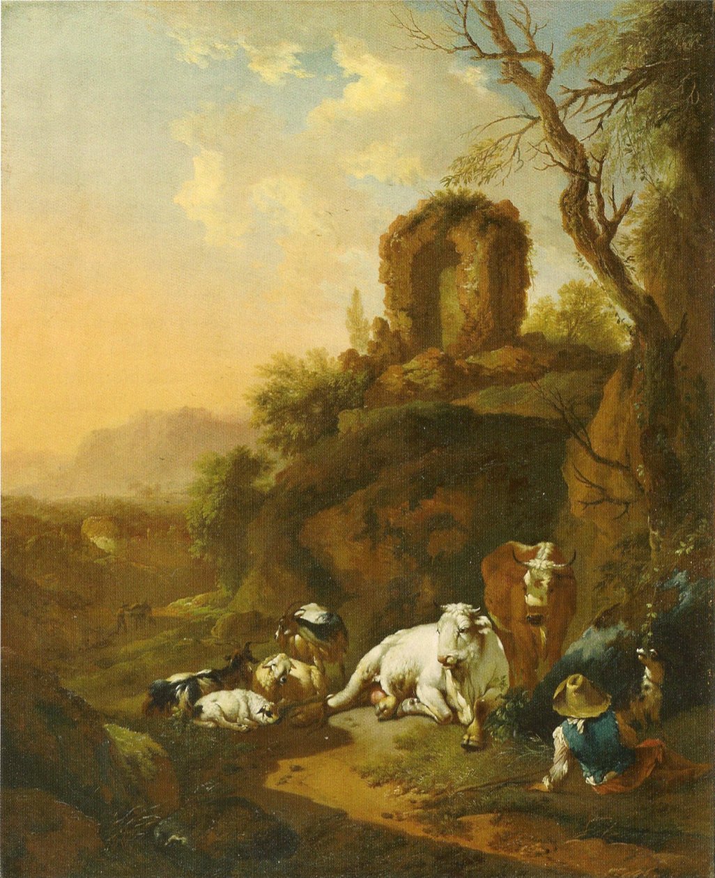 Bukolische Landschaft mit Ruine von Christian Wilhelm Ernst Dietrich