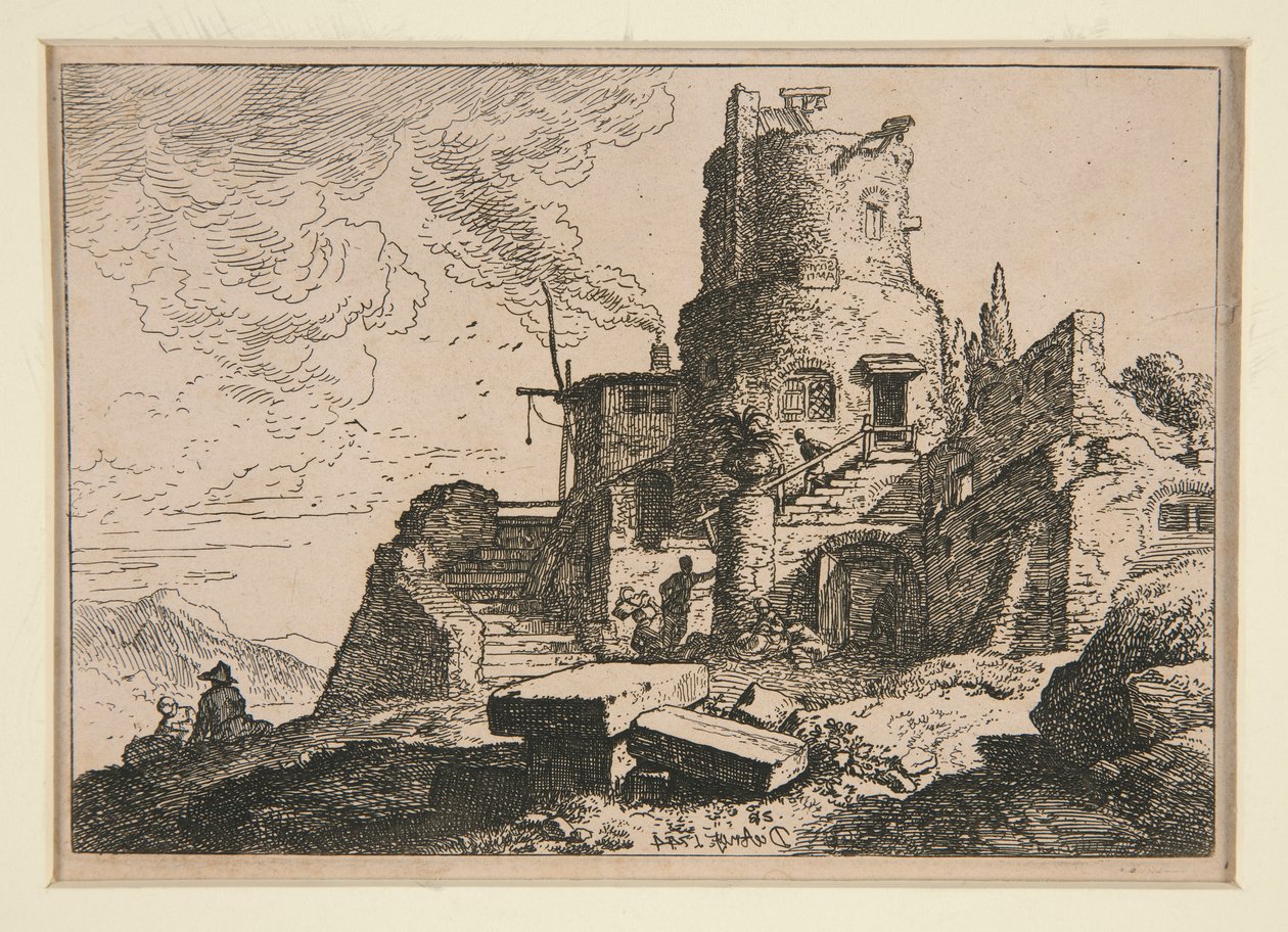 Landschaft mit Turm von Christian Wilhelm Ernst Dietrich