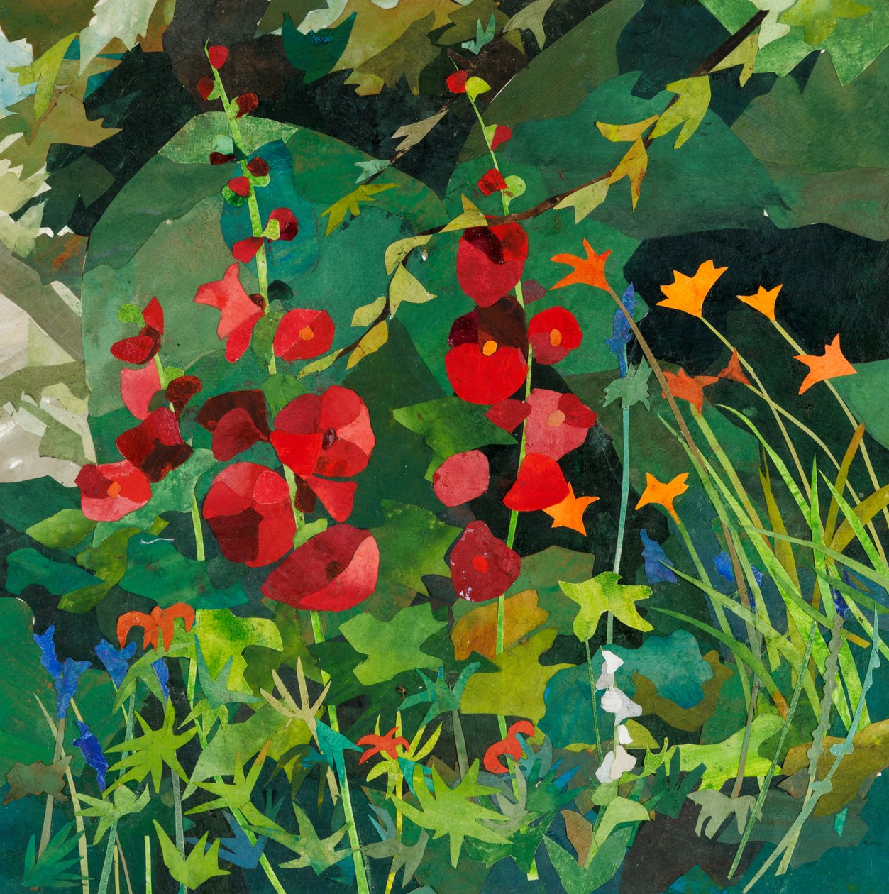 Cornerways Garten mit Stockrosen von Christine McKechnie