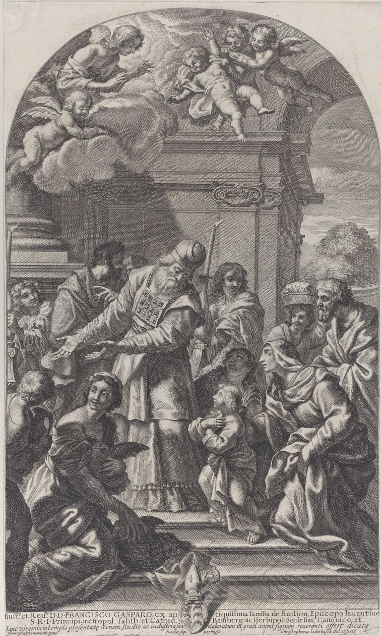 Die Darstellung der Jungfrau im Tempel, 1670-80 von Christof Lederwasch