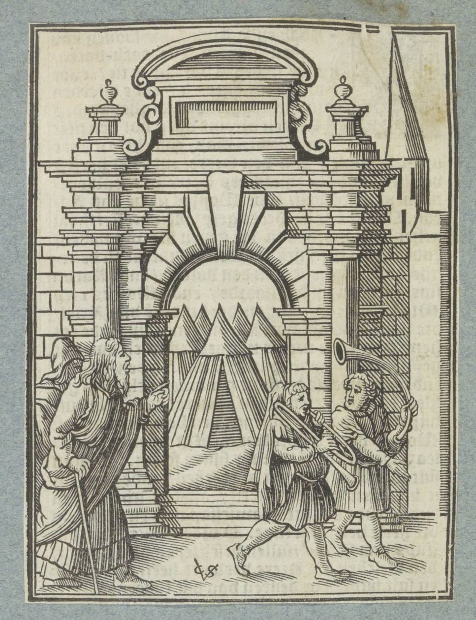 Zwei silberne Trompeten werden verwendet, um die Gemeinschaft zu versammeln von Christoffel van Sichem (II)