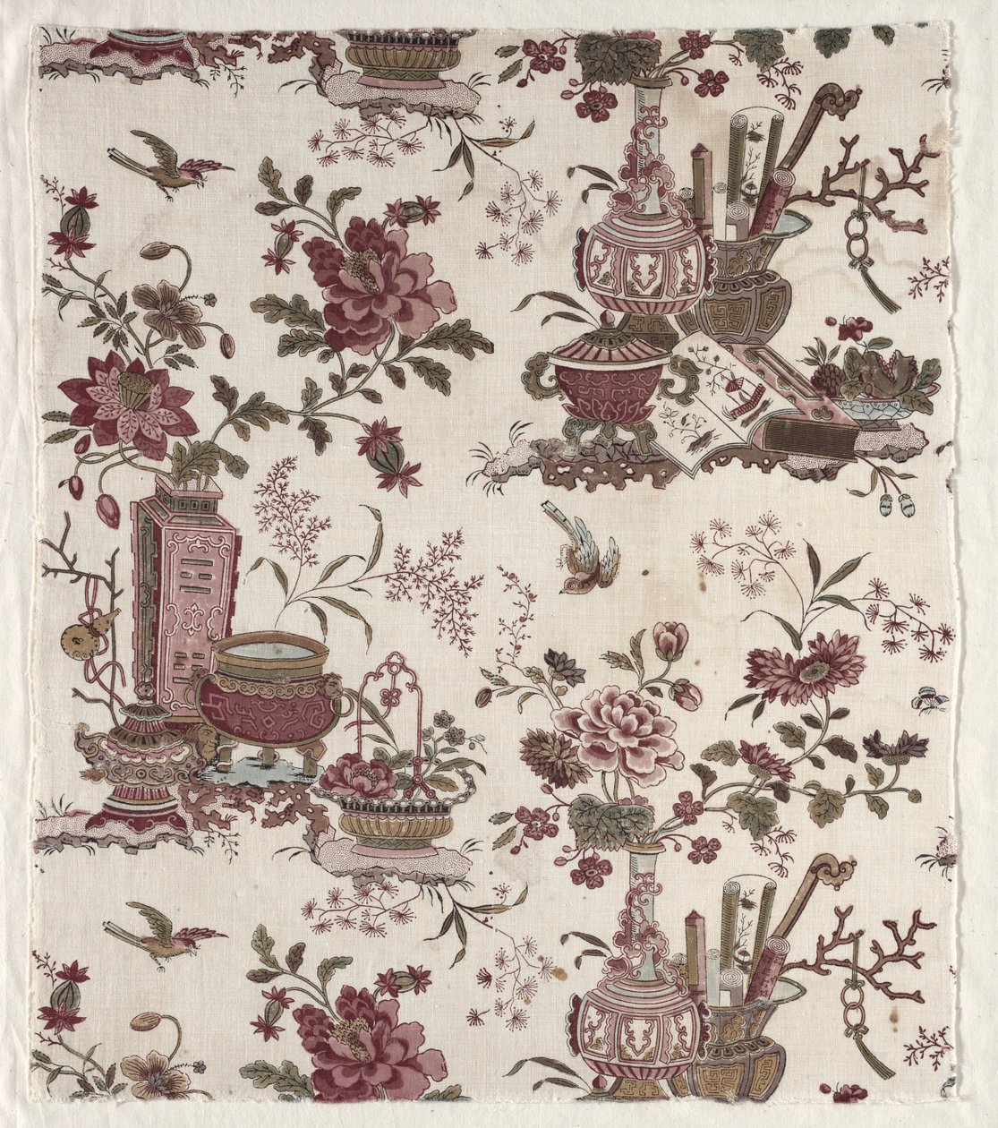 Fragment eines Holzschnitt bedruckten Baumwollstoffs, ca. 1780 von Christophe Philippe Oberkampf