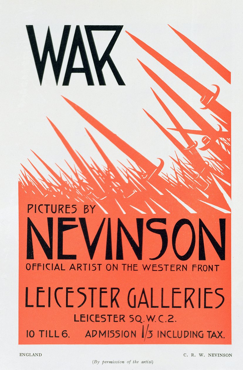 Kriegsgemälde von Nevinson, offizieller Künstler an der Westfront, Plakat für eine Ausstellung von Christopher Richard Wynne Nevinson