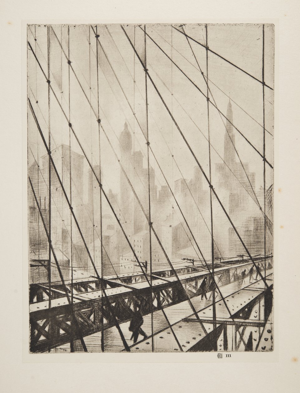 Durch die Brooklyn Bridge schauen, veröffentlicht 1921 von Christopher Richard Wynne Nevinson