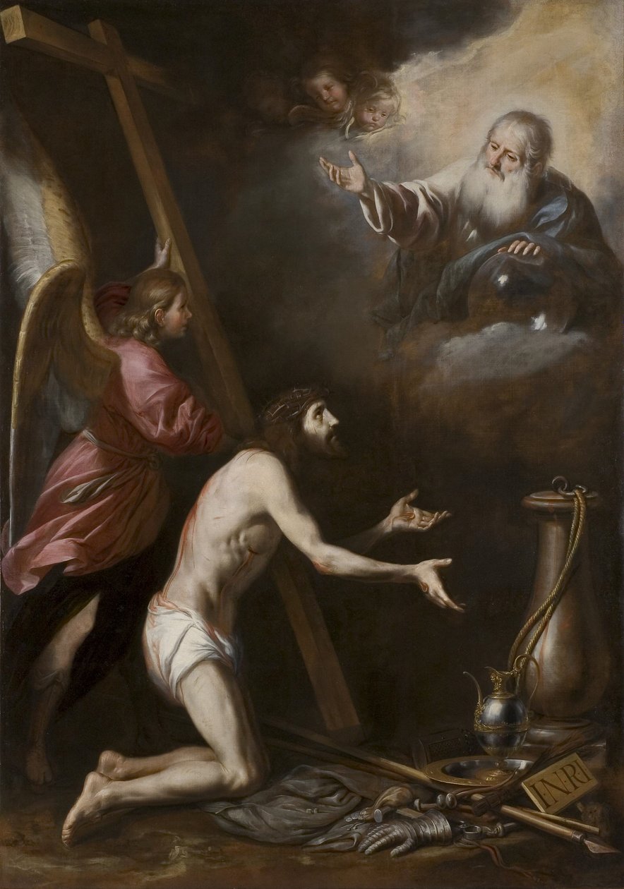 Christus gegeißelt, kniend vor Gott dem Vater von Circle of Antonio del Castillo y Saavedra