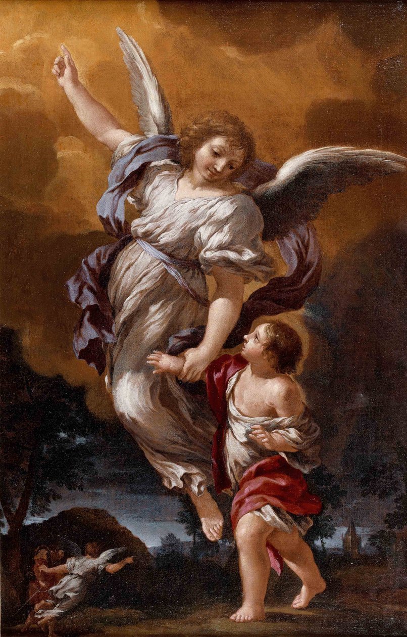 Der Schutzengel nach Pietro da Cortona von Ciro Ferri