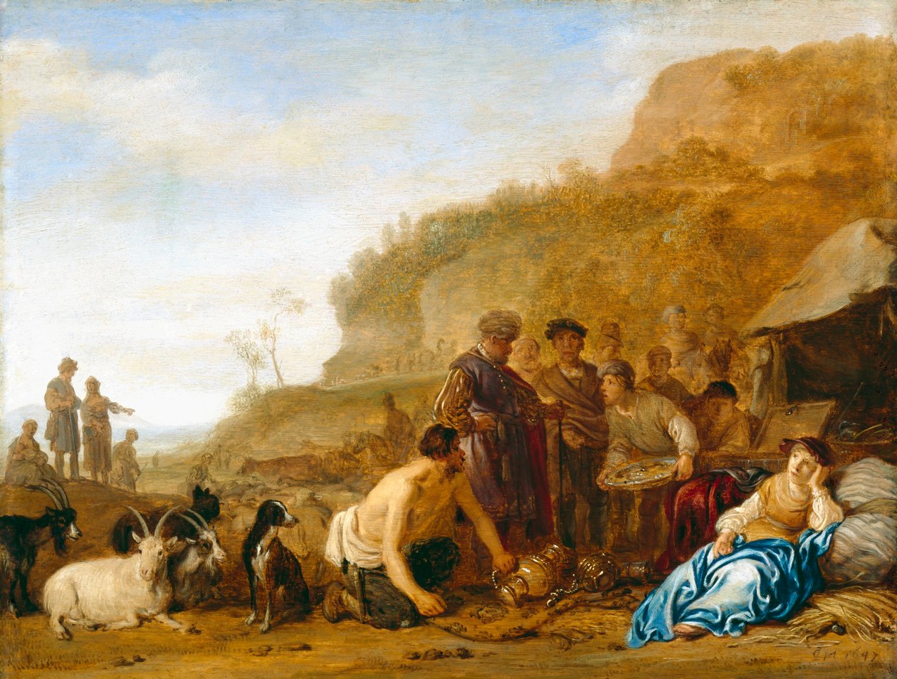 Laban sucht nach seinen Göttern von Claes Corneliszoon Moeyaert