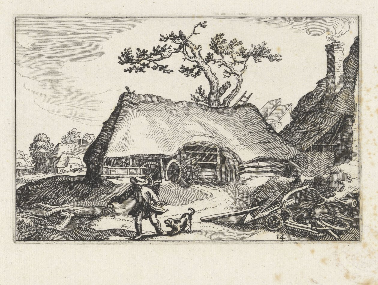 Bellen Hund bei einem Bauernhof von Claes Jansz. Visscher (II)