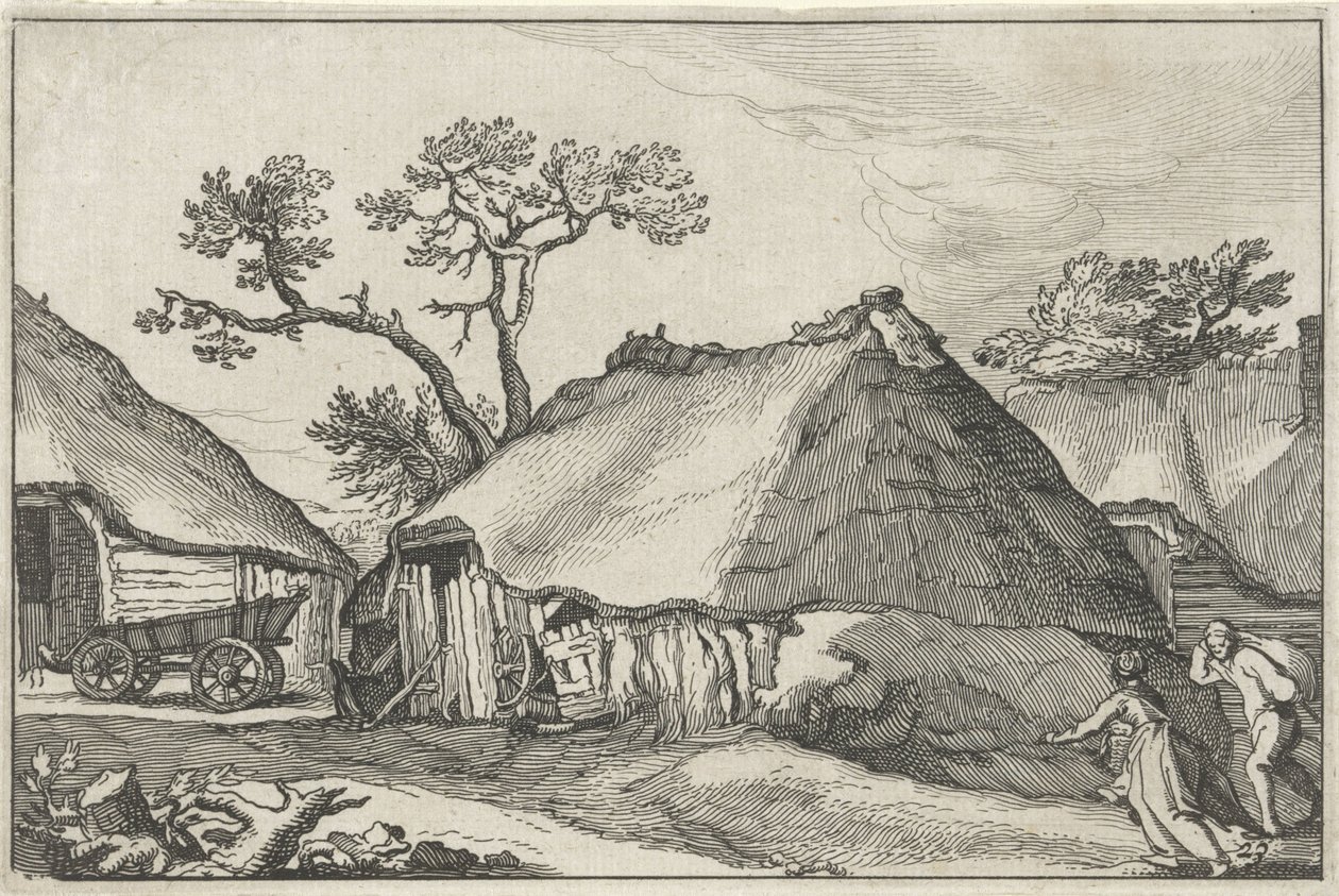 Bauernhof und ein Wagen auf einem Hof von Claes Jansz. Visscher (II)
