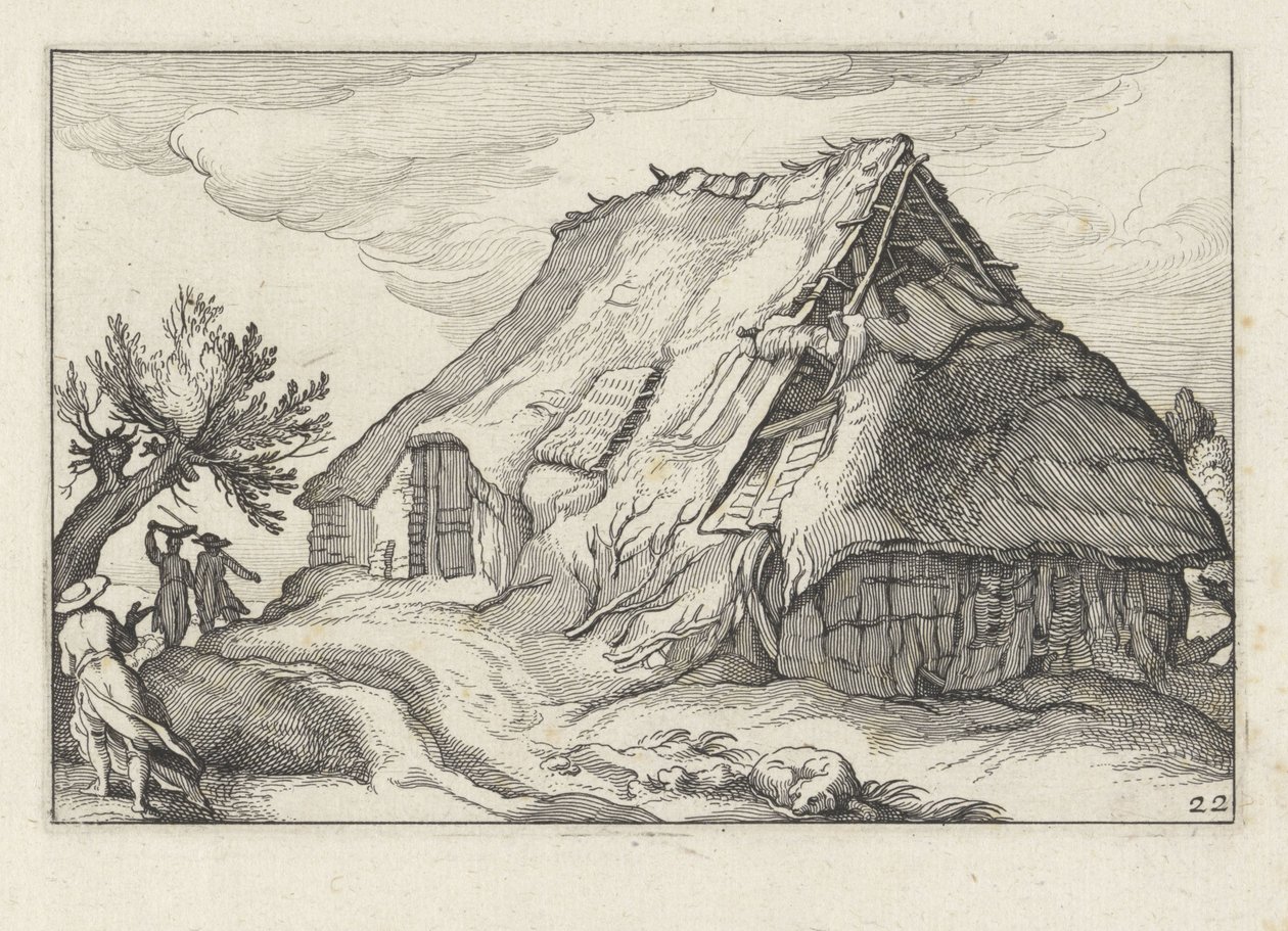 Bauernhof mit eingestürztem Strohdach von Claes Jansz. Visscher (II)