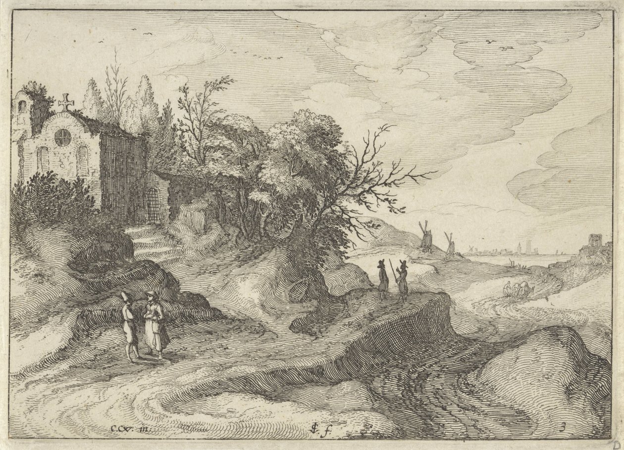 Kapelle an einer kurvigen Landstraße von Claes Jansz. Visscher (II)