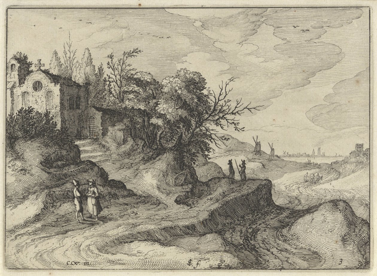 Kapelle an einer kurvigen Landstraße von Claes Jansz. Visscher (II)