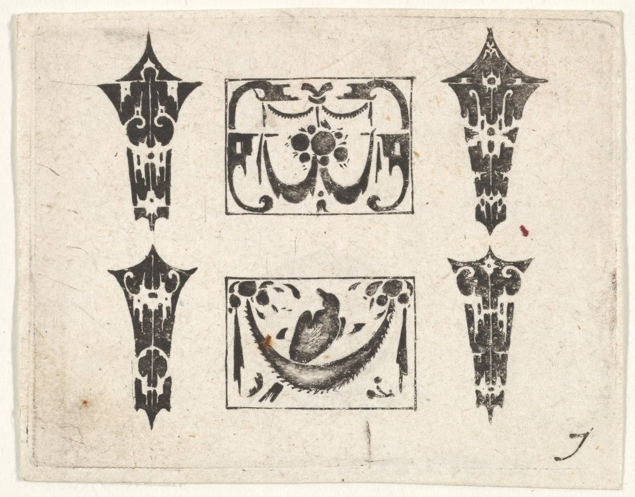 Schwarzarbeit-Druck mit zwei horizontalen Tafeln und vier Fassungen, ca. 1620 von Claes Jansz Visscher
