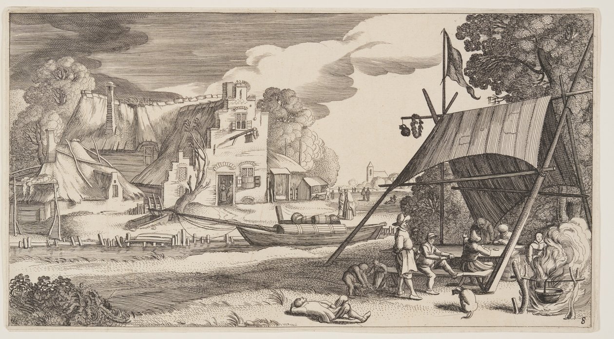 Zelt mit Landvolk, aus Landschaften (Playsante Lantschappen) von Claes Jansz. Visscher II