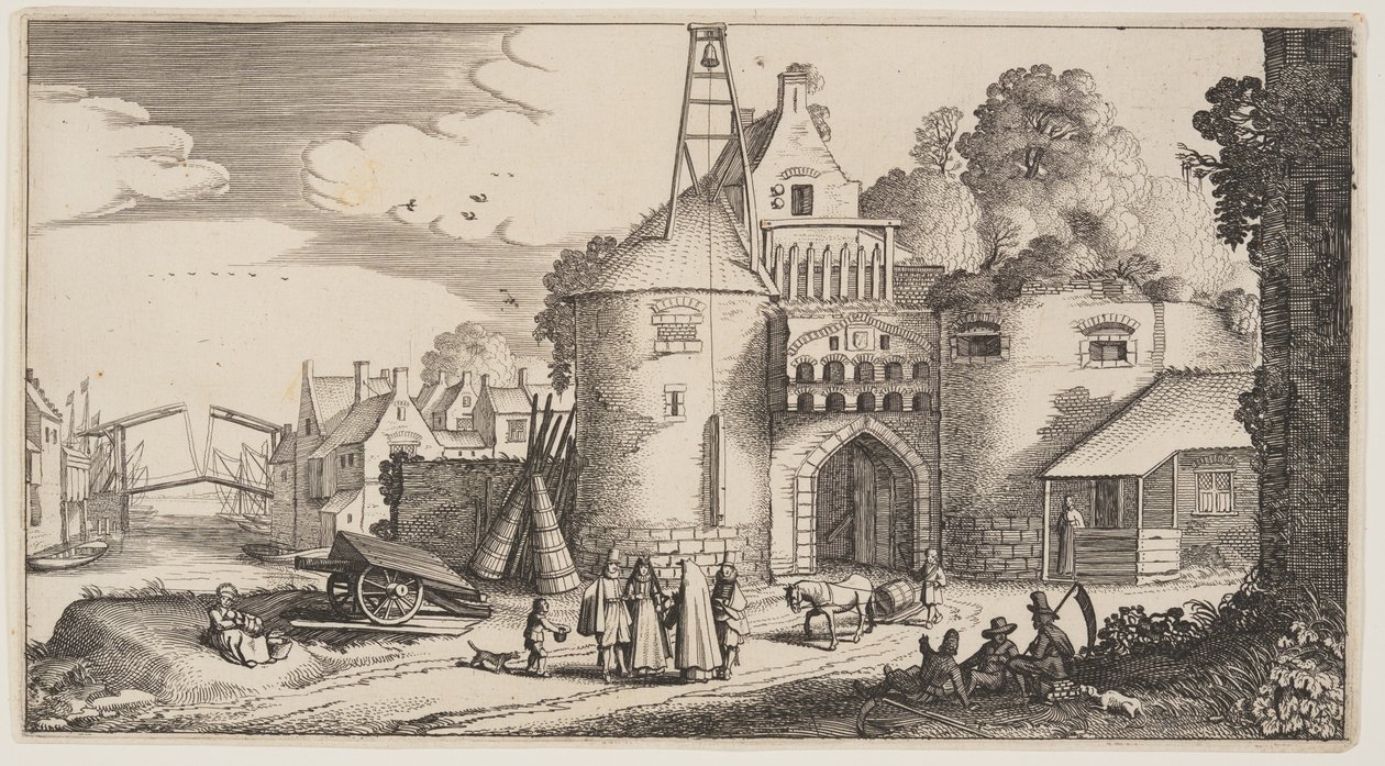 Stadttor, aus Landschaften (Playsante Lantschappen) von Claes Jansz. Visscher II