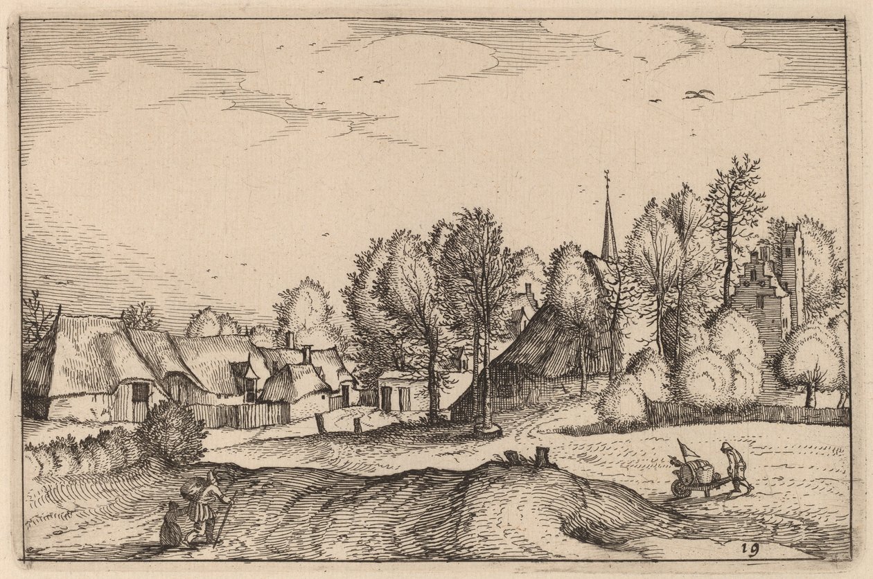 Straße in ein Dorf von Claes Jansz Visscher after Johannes van Doetechum, the Elder after Lucas