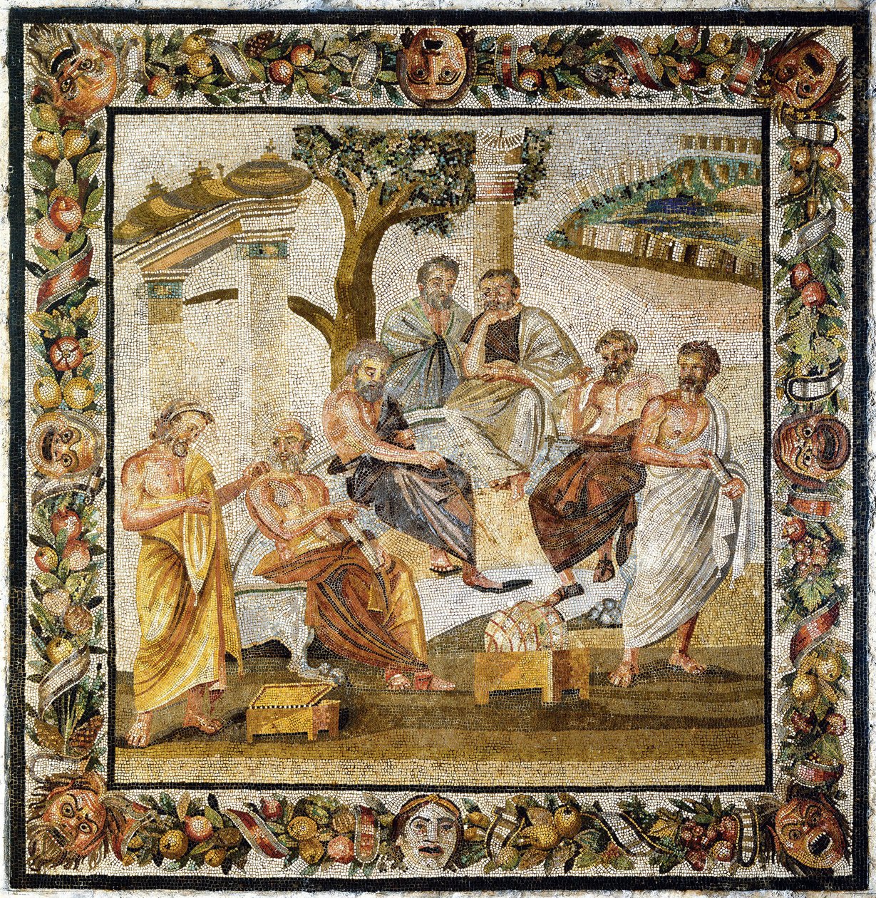 Platonische Akademie. Mosaik aus Pompeji, 1. Jahrhundert v. Chr. von Classical Antiquities